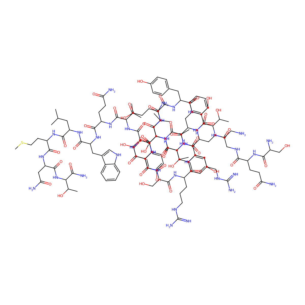 H-Ser-gln-gly-thr-phe-thr-ser-glu-tyr-ser-lys-tyr-leu-asp-ser-arg-arg-ala-gln-asp-phe-val-gln-trp-leu-met-asn-thr-nh2 molecular structure, CAS 110084-95-2