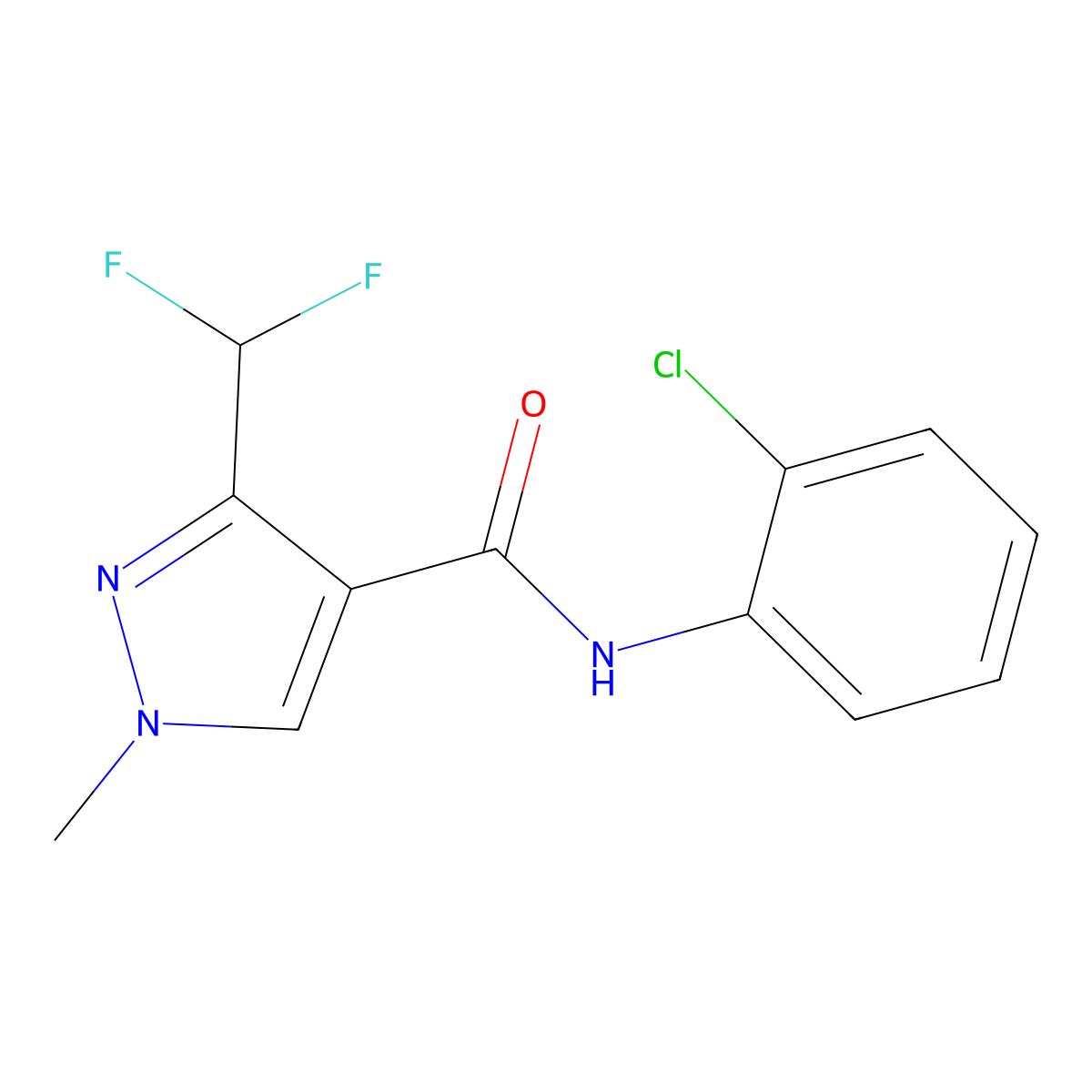 N-(2-chlorophenyl)-3-difluoromethyl-1-methyl-1H-pyrazole-4-carboxamide molecular structure, CAS 1100854-78-1