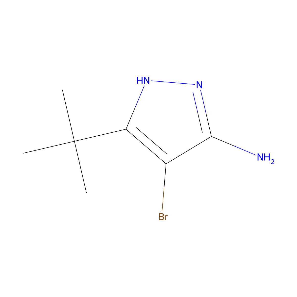 4-Bromo-5-(tert-butyl)-1H-pyrazol-3-amine molecular structure, CAS 110086-18-5