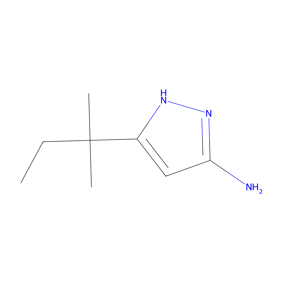 3-(2-methylbutan-2-yl)-1H-pyrazol-5-amine molecular structure, CAS 110086-20-9