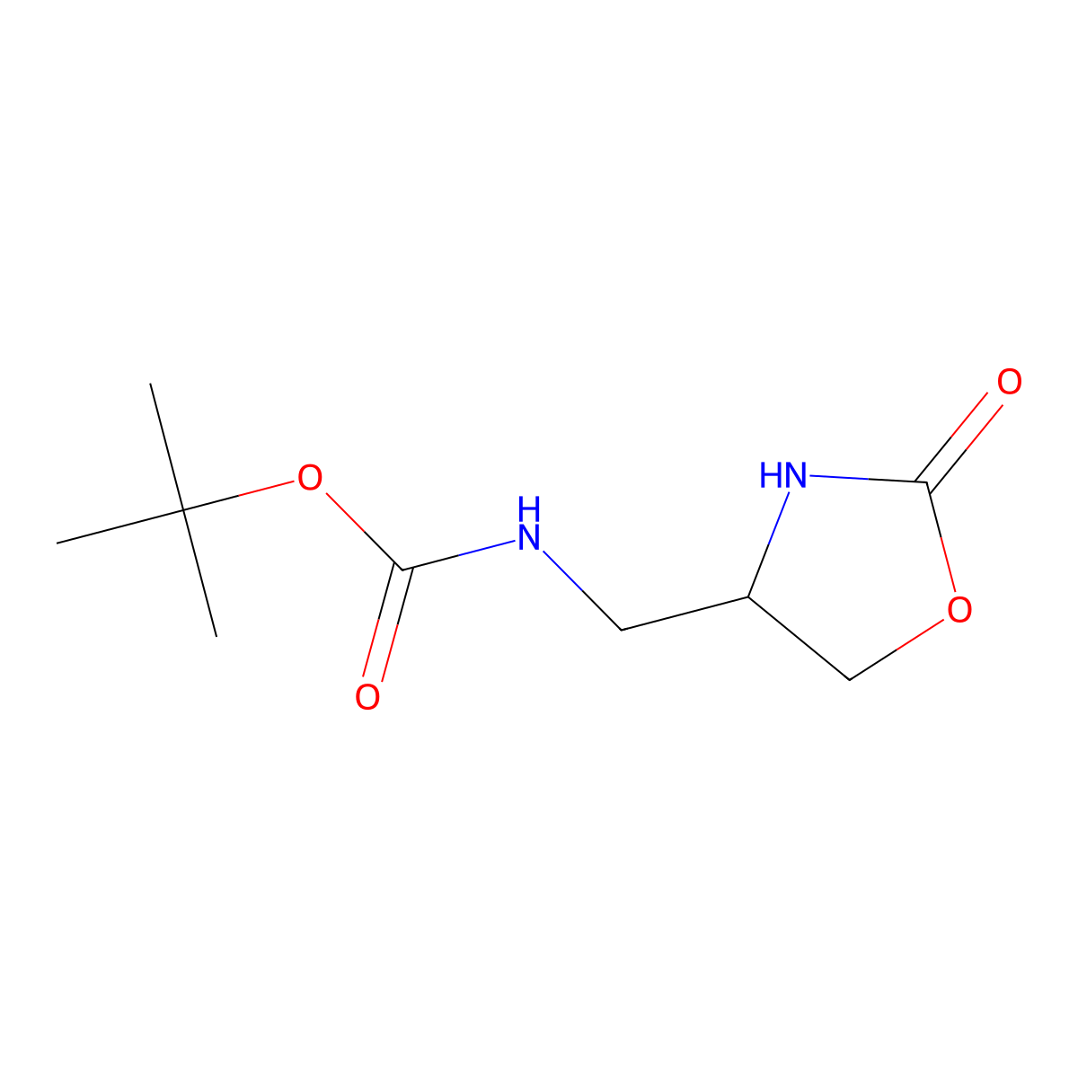 tert-butyl N-[(2-oxo-1,3-oxazolidin-4-yl)methyl]carbamate molecular structure, CAS 1100905-44-9