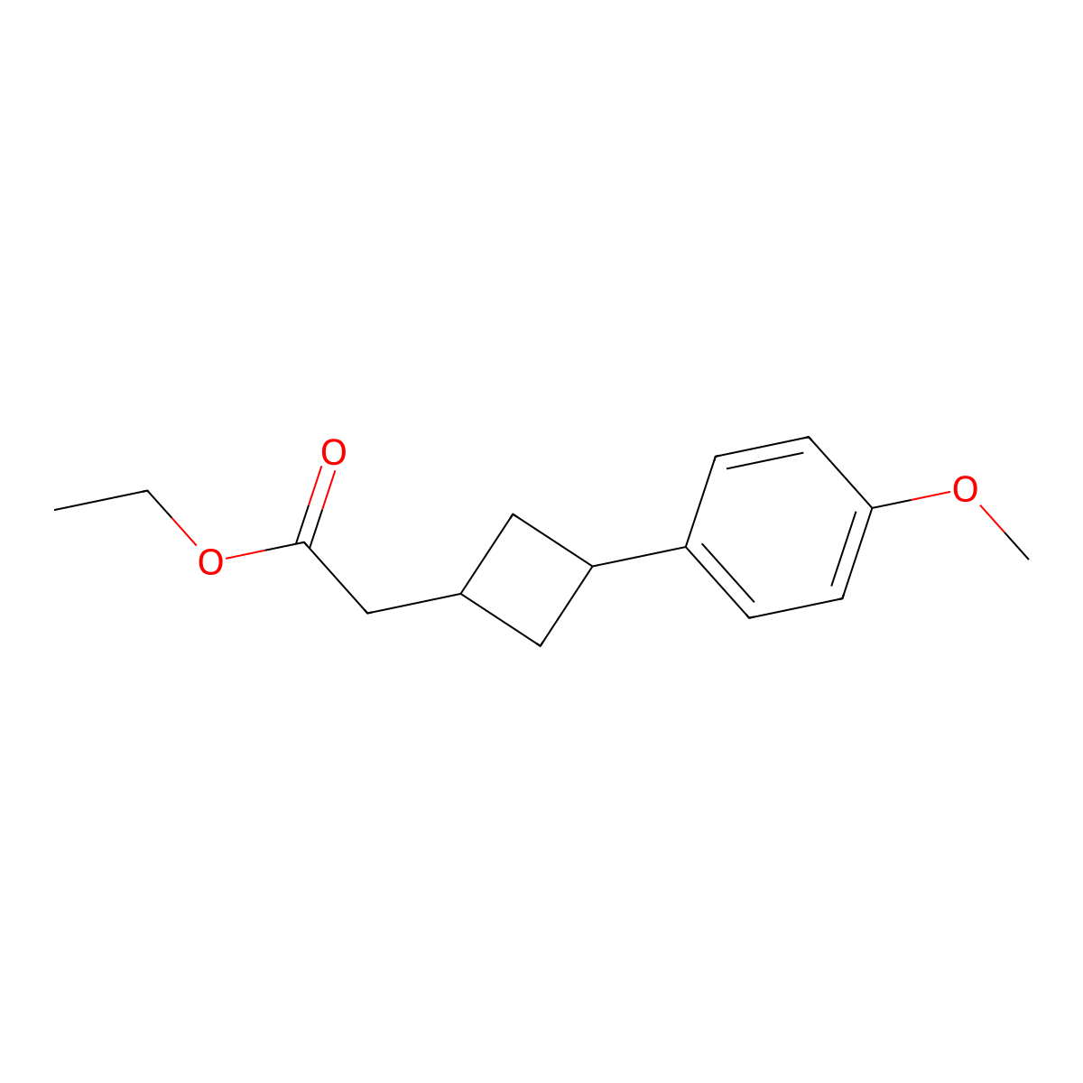 Ethyl 2-(3-(4-methoxyphenyl)cyclobutyl)acetate molecular structure, CAS 1100930-62-8