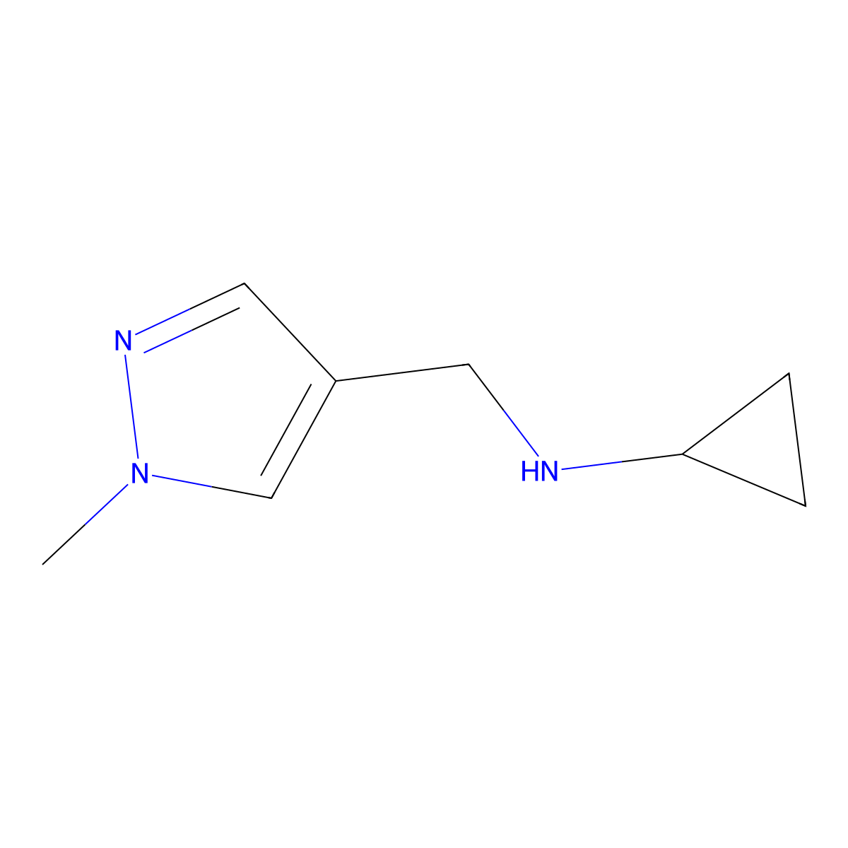 Cyclopropyl-(1-methyl-1H-pyrazol-4-ylmethyl)-amine molecular structure, CAS 1100954-16-2