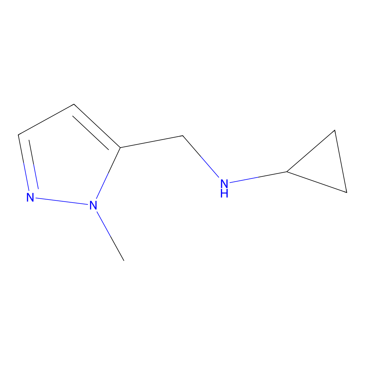 N-[(1-methyl-1H-pyrazol-5-yl)methyl]cyclopropanamine molecular structure, CAS 1100954-26-4