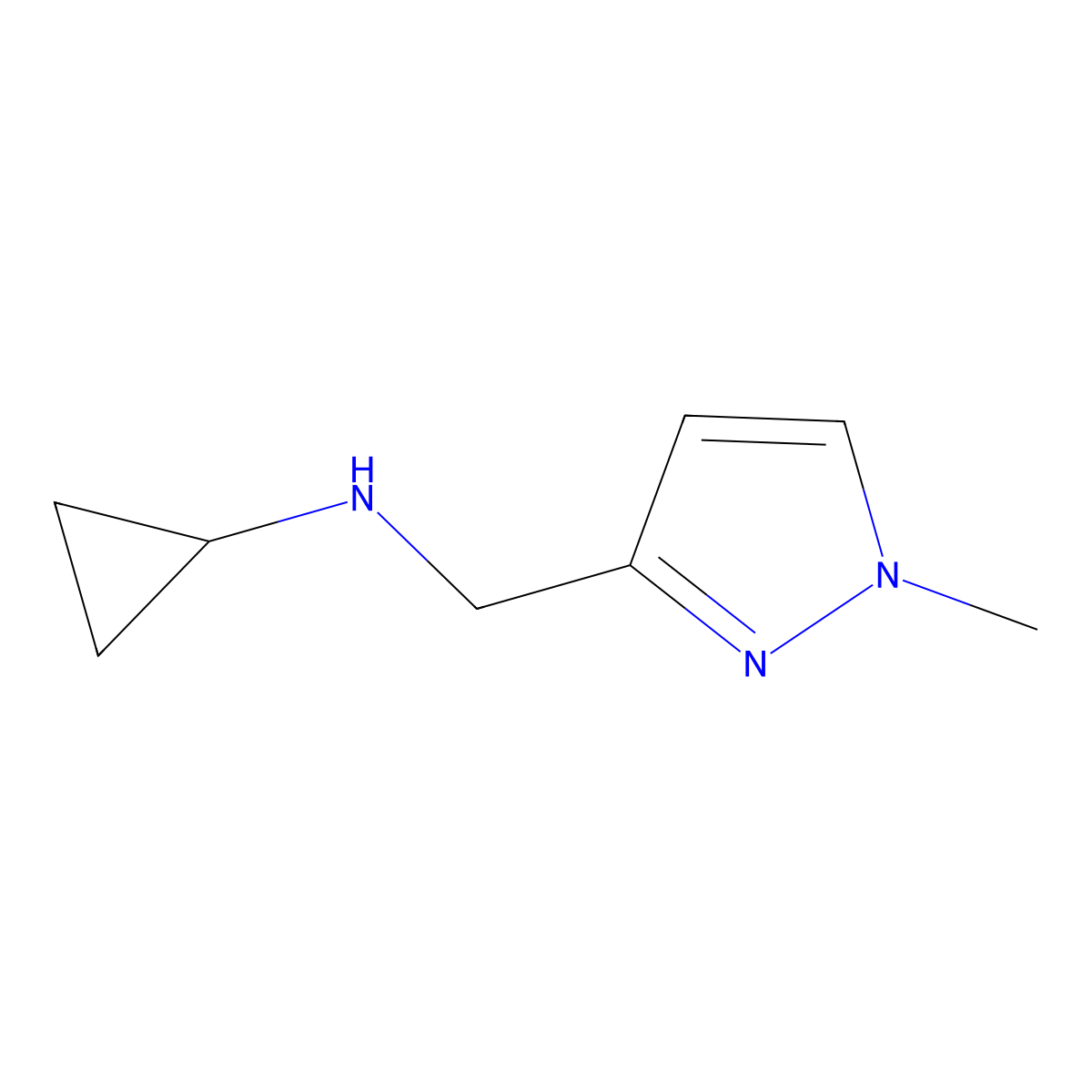 N-[(1-methyl-1H-pyrazol-3-yl)methyl]cyclopropanamine molecular structure, CAS 1100954-27-5