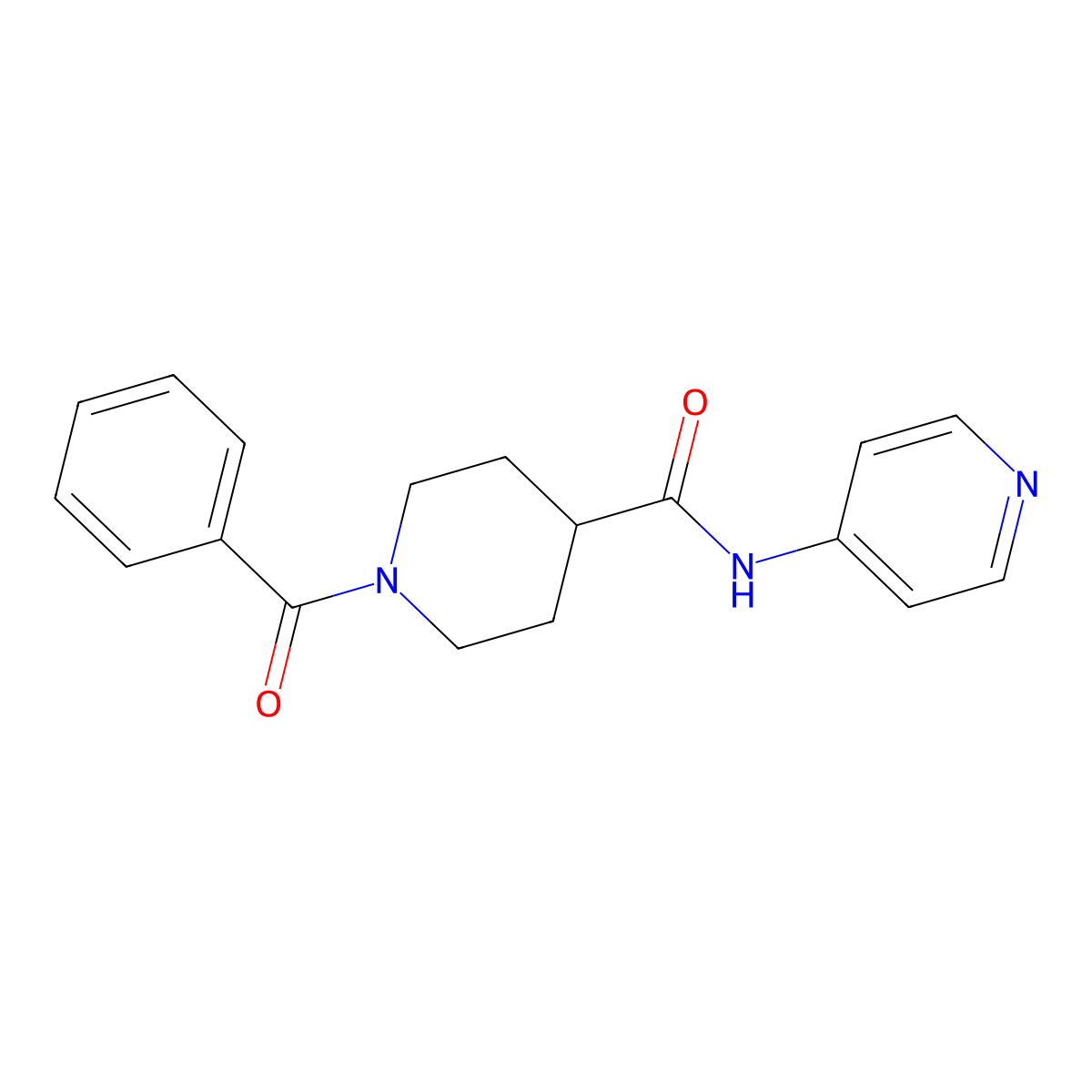 1-(phenylcarbonyl)-N-(pyridin-4-yl)piperidine-4-carboxamide molecular structure, CAS 110105-34-5