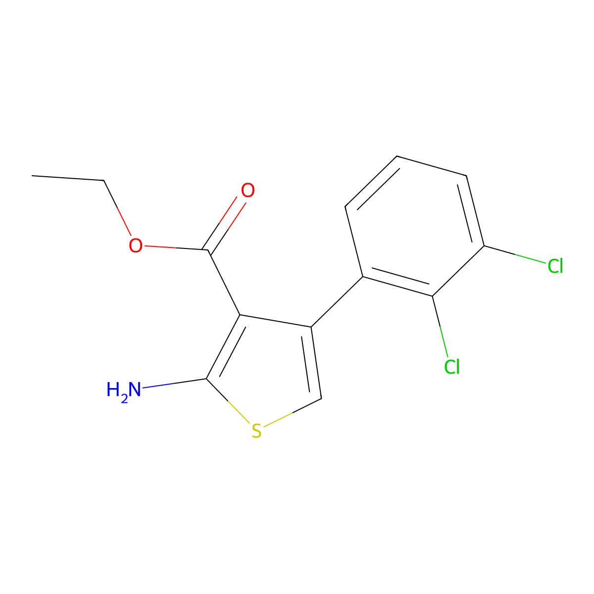 Ethyl 2-amino-4-(2,3-dichlorophenyl)thiophene-3-carboxylate molecular structure, CAS 1101067-95-1