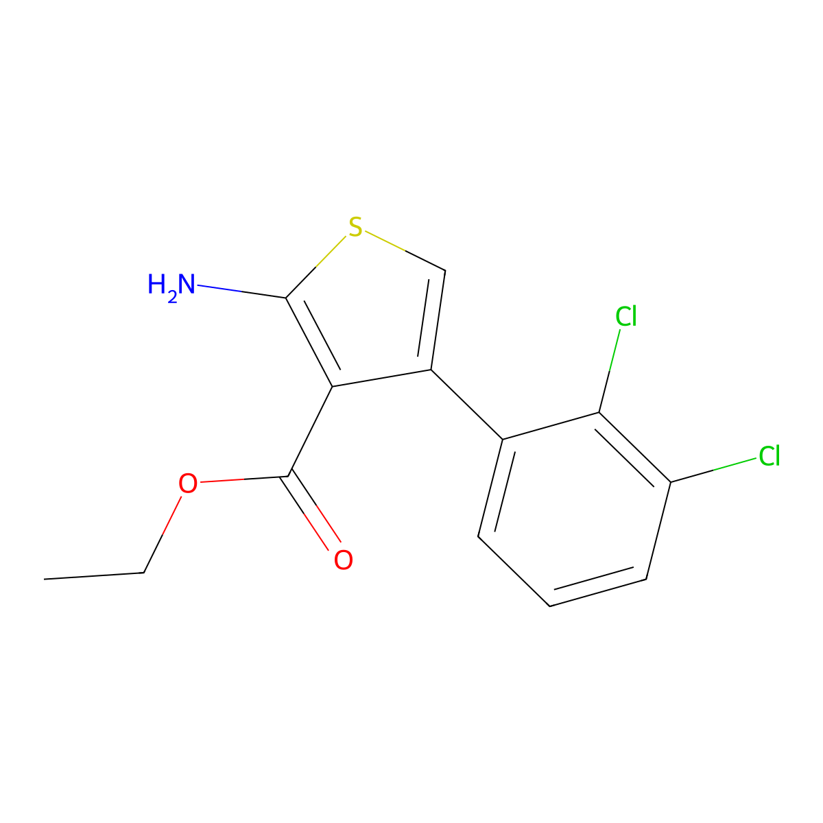Ethyl 2-amino-4-(2,3-dichlorophenyl)thiophene-3-carboxylate molecular structure, CAS 1101067-95-1