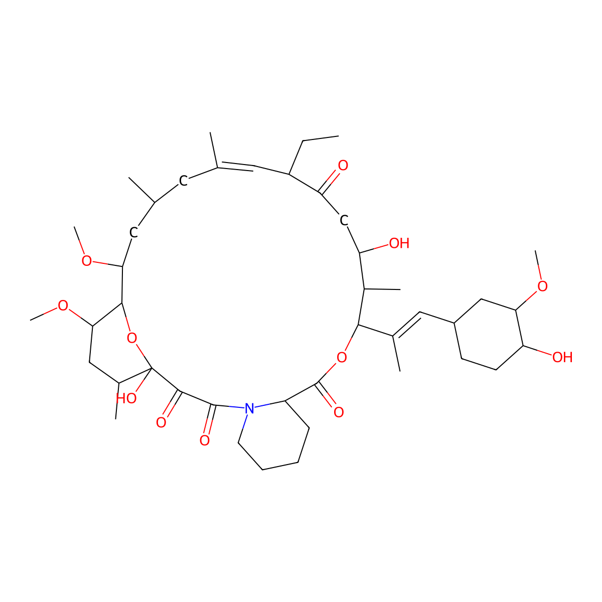 17-Ethyl-1,14-dihydroxy-12-[1-(4-hydroxy-3-methoxycyclohexyl)prop-1-en-2-yl]-23,25-dimethoxy-13,19,21,27-tetramethyl-11,28-dioxa-4-azatricyclo[22.3.1.04,9]octacos-18-ene-2,3,10,16-tetrone molecular structure, CAS 11011-38-4
