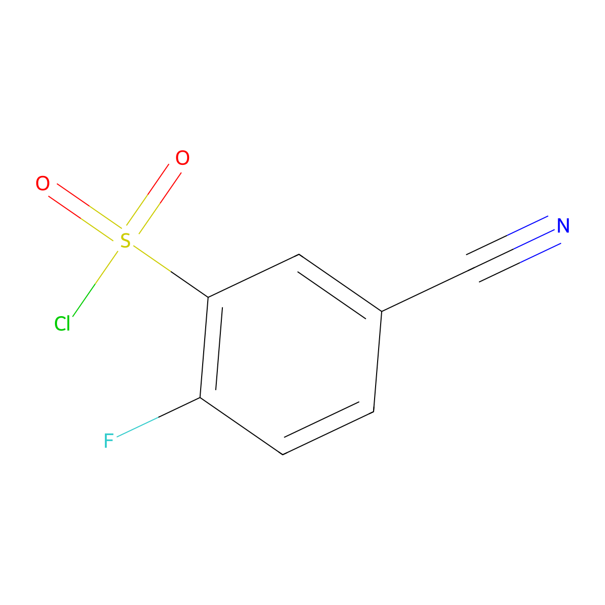5-Cyano-2-fluorobenzene-1-sulfonyl chloride molecular structure, CAS 1101120-80-2