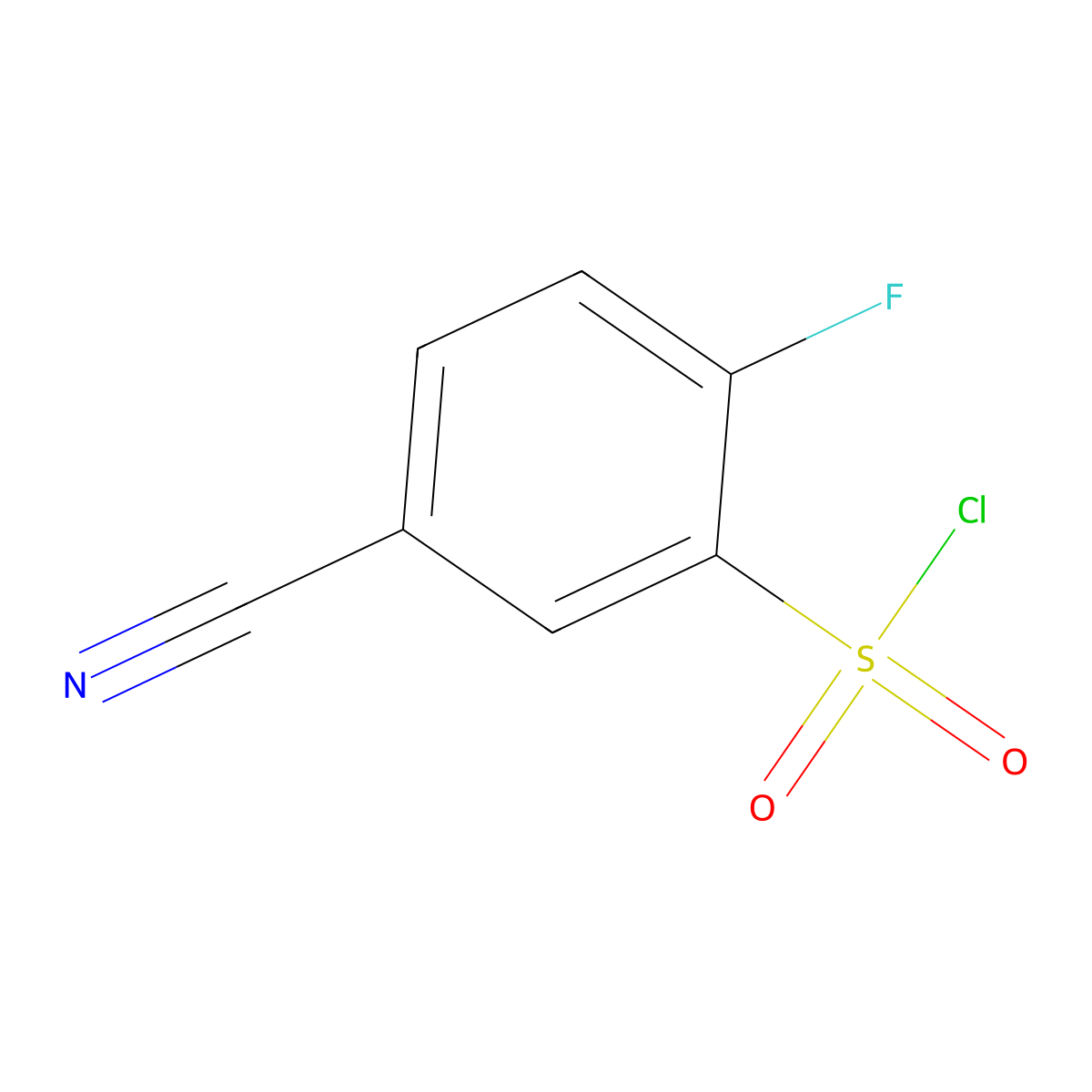 5-Cyano-2-fluorobenzene-1-sulfonyl chloride molecular structure, CAS 1101120-80-2