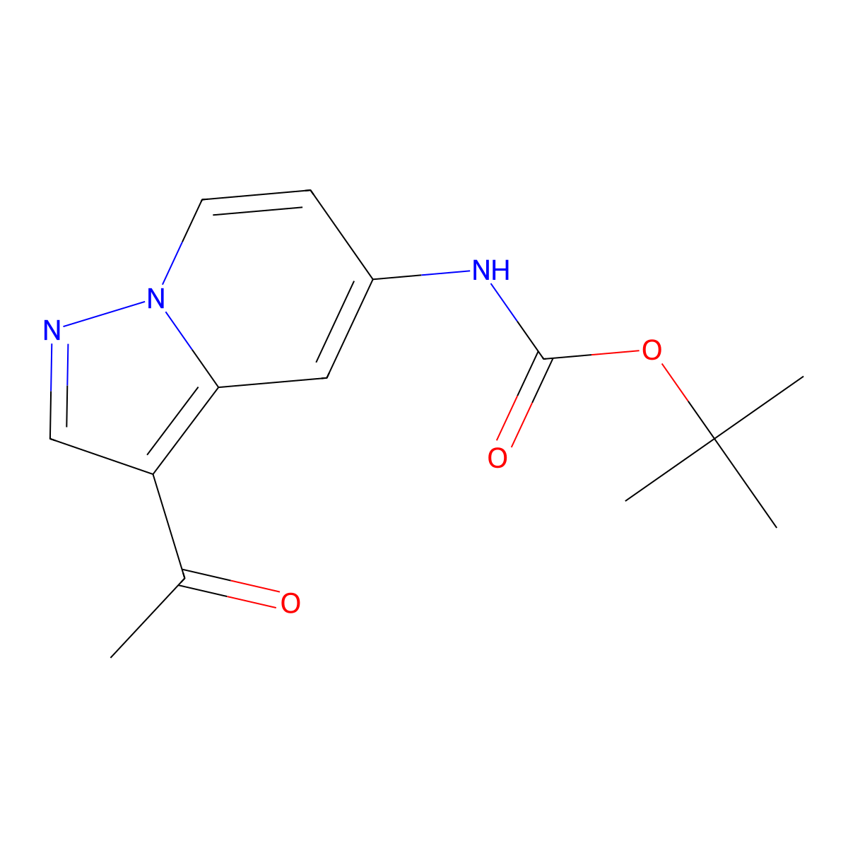 Tert-butyl 3-acetylpyrazolo[1,5-a]pyridin-5-ylcarbamate molecular structure, CAS 1101120-86-8