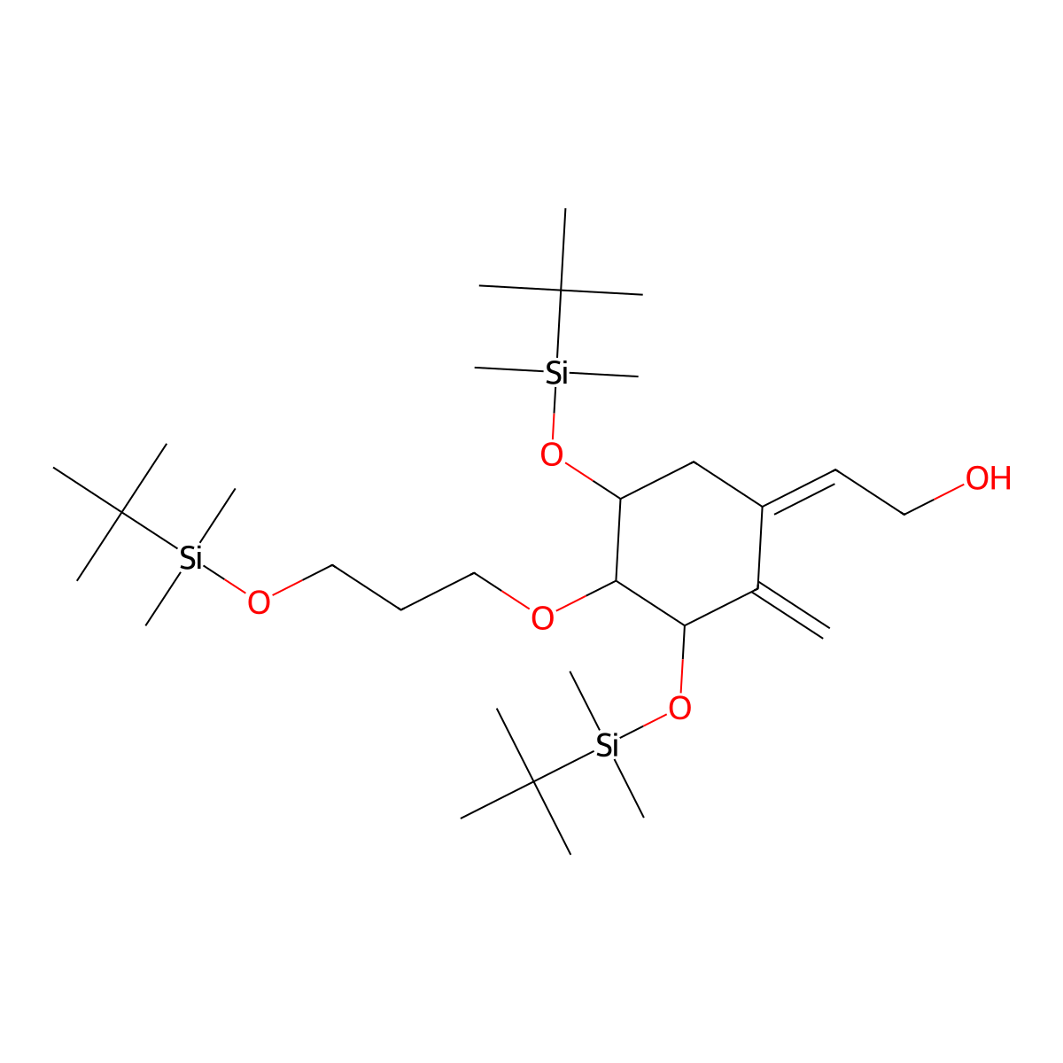 (Z)-2-((3R,4S,5R)-3,5-bis((tert-Butyldimethylsilyl)oxy)-4-(3-((tert-butyldimethylsilyl)oxy)propoxy)-2-methylenecyclohexylidene)ethan-1-ol molecular structure, CAS 1101133-76-9