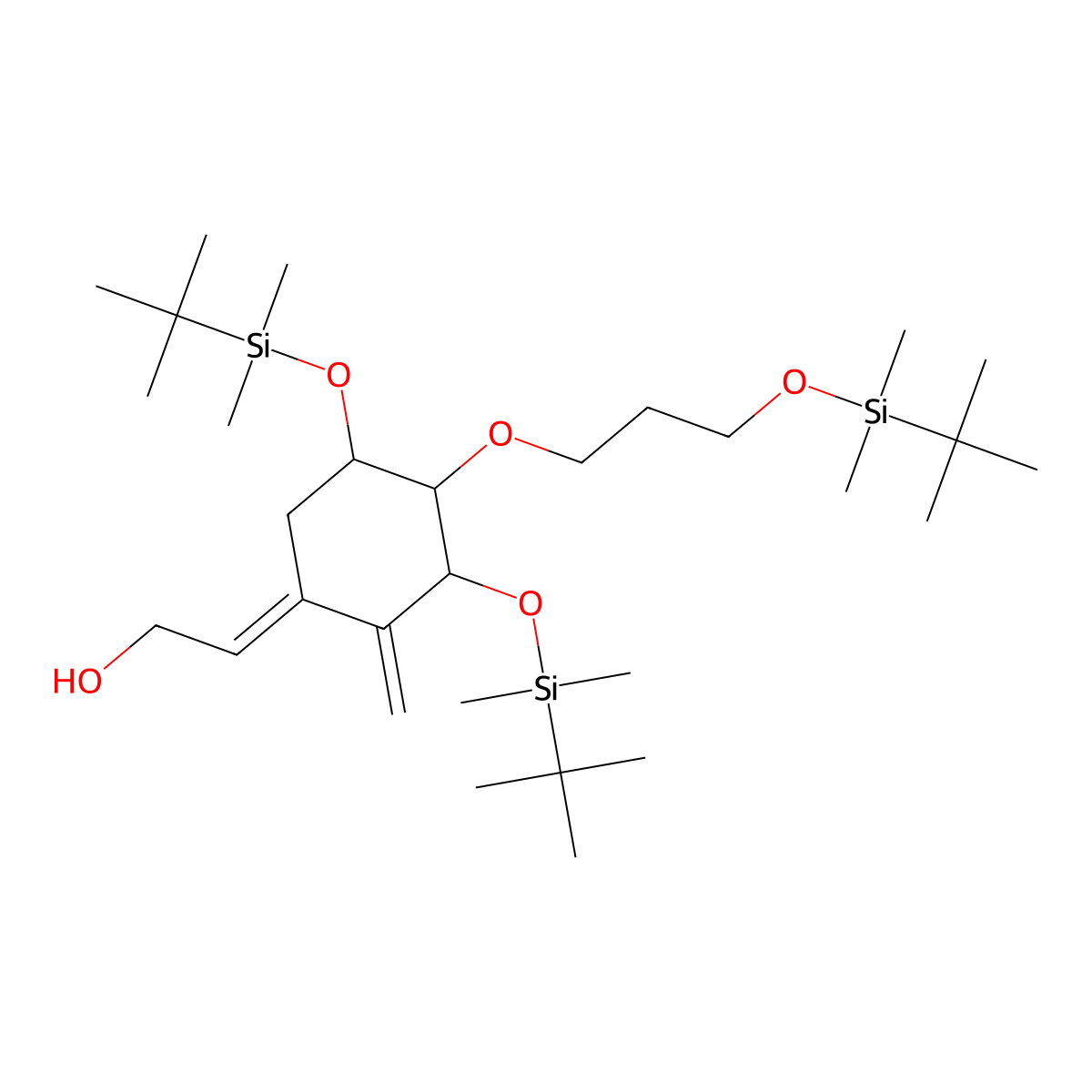 (Z)-2-((3R,4S,5R)-3,5-bis((tert-Butyldimethylsilyl)oxy)-4-(3-((tert-butyldimethylsilyl)oxy)propoxy)-2-methylenecyclohexylidene)ethan-1-ol molecular structure, CAS 1101133-76-9