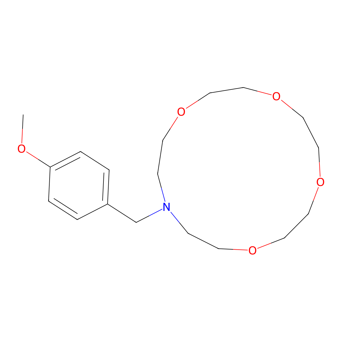 13-(4-Methoxybenzyl)-1,4,7,10-tetraoxa-13-azacyclopentadecane molecular structure, CAS 110116-85-3