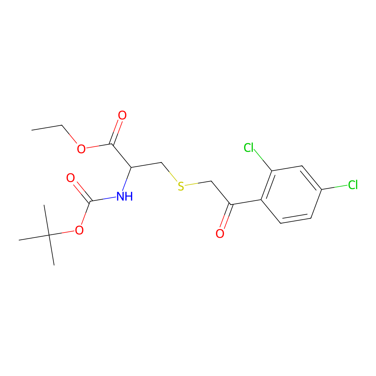 Ethyl 2-[(tert-butoxycarbonyl)amino]-3-{[2-(2,4-dichlorophenyl)-2-oxoethyl]sulfanyl}propanoate molecular structure, CAS 1101162-97-3