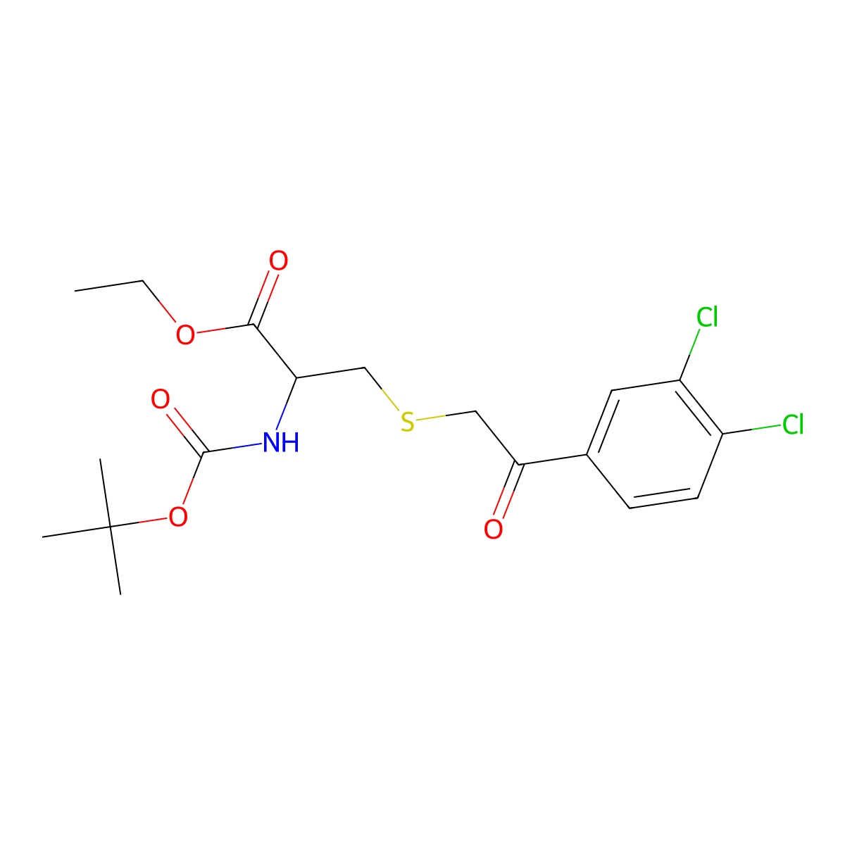 Ethyl 2-[(tert-butoxycarbonyl)amino]-3-{[2-(3,4-dichlorophenyl)-2-oxoethyl]sulfanyl}propanoate molecular structure, CAS 1101164-92-4