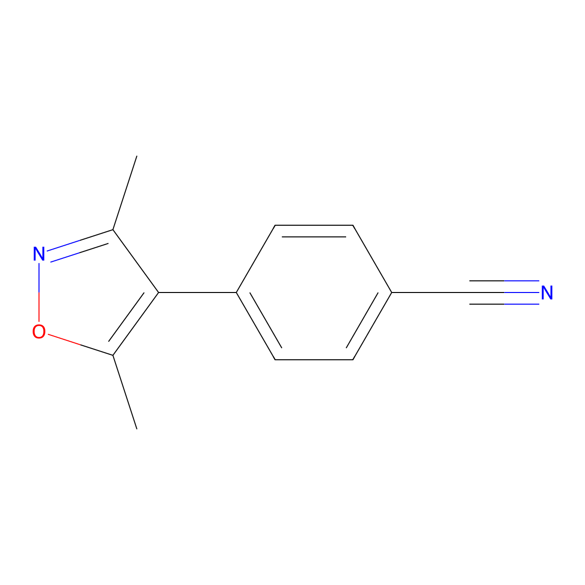 4-(3,5-Dimethyl-4-isoxazolyl)benzonitrile molecular structure, CAS 1101167-57-0