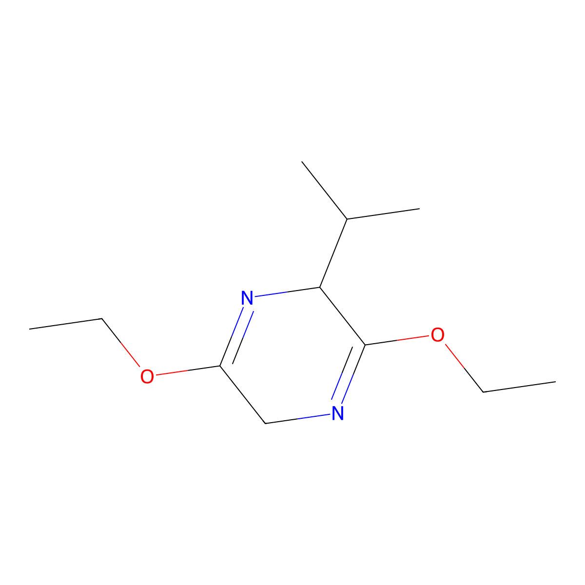 (2R)-3,6-diethoxy-2-(propan-2-yl)-2,5-dihydropyrazine molecular structure, CAS 110117-71-0