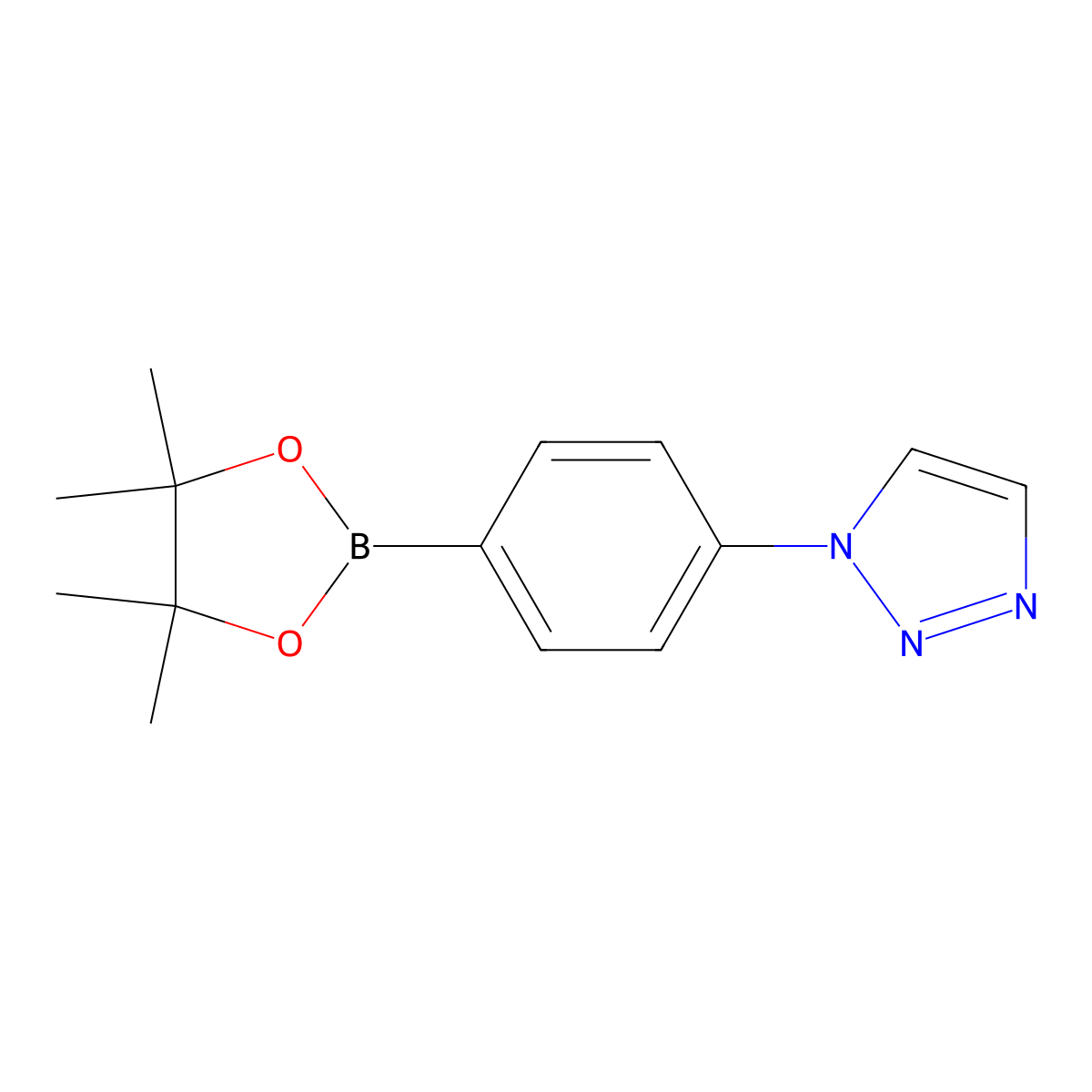 1-(4-(4,4,5,5-tetramethyl-1,3,2-dioxaborolan-2-yl)phenyl)-1H-1,2,3-triazole molecular structure, CAS 1101174-00-8