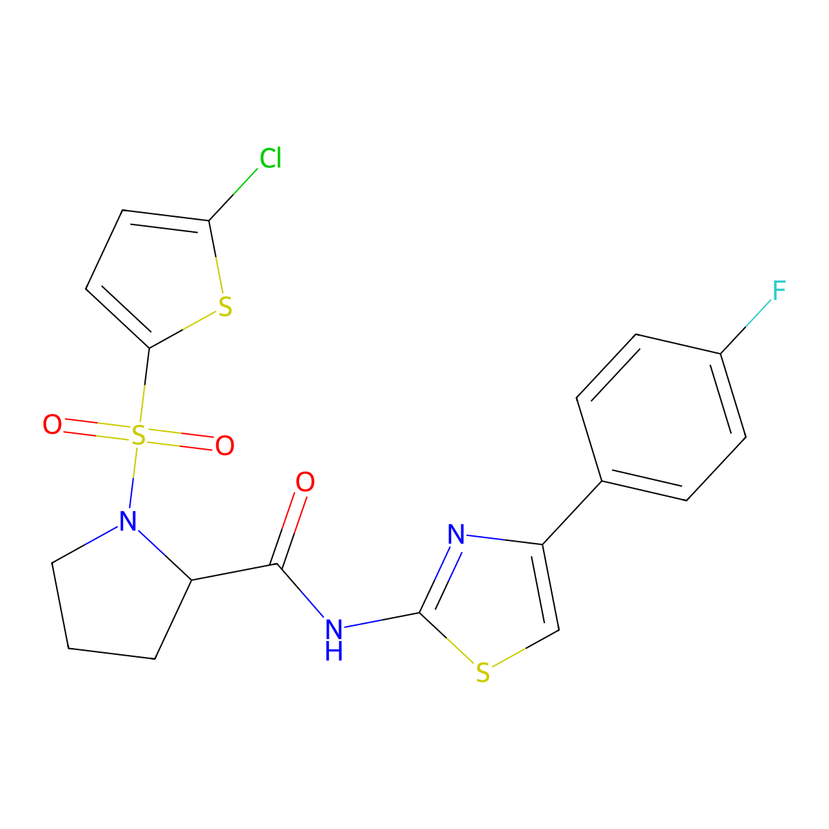1-((5-chlorothiophen-2-yl)sulfonyl)-N-(4-(4-fluorophenyl)thiazol-2-yl)pyrrolidine-2-carboxamide molecular structure, CAS 1101176-49-1