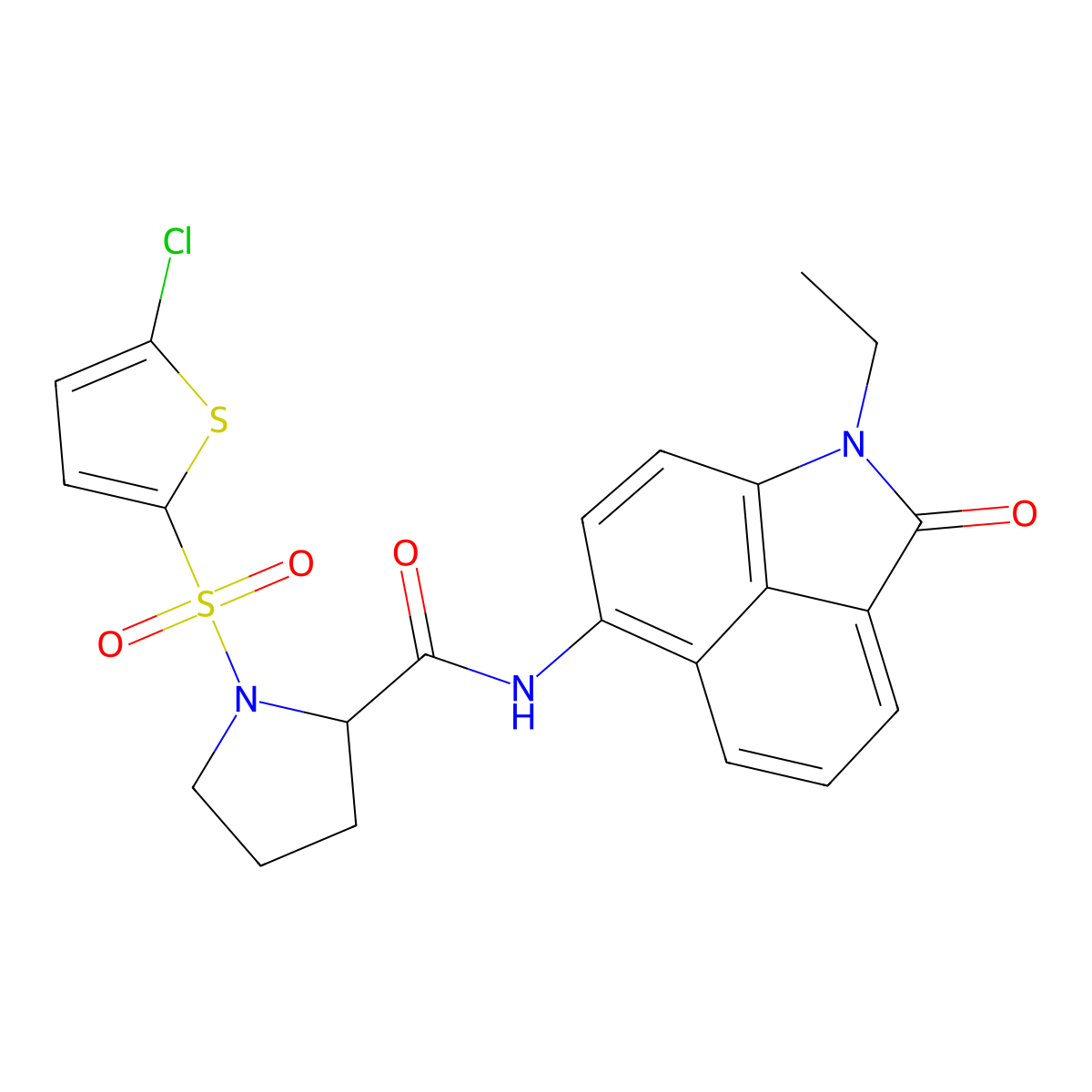 1-((5-chlorothiophen-2-yl)sulfonyl)-N-(1-ethyl-2-oxo-1,2-dihydrobenzo[cd]indol-6-yl)pyrrolidine-2-carboxamide molecular structure, CAS 1101178-56-6