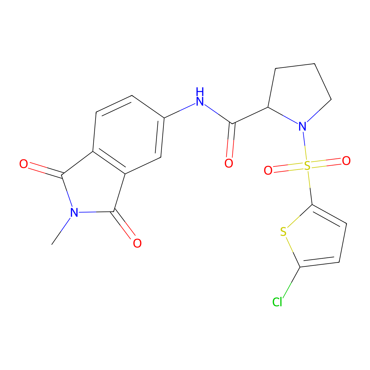 1-((5-chlorothiophen-2-yl)sulfonyl)-N-(2-methyl-1,3-dioxoisoindolin-5-yl)pyrrolidine-2-carboxamide molecular structure, CAS 1101178-58-8