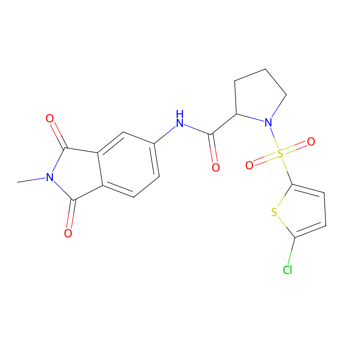 1-((5-chlorothiophen-2-yl)sulfonyl)-N-(2-methyl-1,3-dioxoisoindolin-5-yl)pyrrolidine-2-carboxamide molecular structure, CAS 1101178-58-8