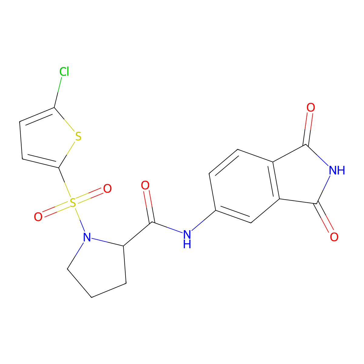 1-((5-chlorothiophen-2-yl)sulfonyl)-N-(1,3-dioxoisoindolin-5-yl)pyrrolidine-2-carboxamide molecular structure, CAS 1101178-94-2