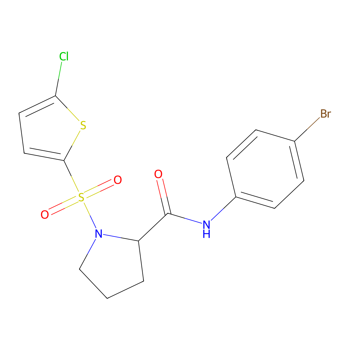 N-(4-bromophenyl)-1-((5-chlorothiophen-2-yl)sulfonyl)pyrrolidine-2-carboxamide molecular structure, CAS 1101179-05-8