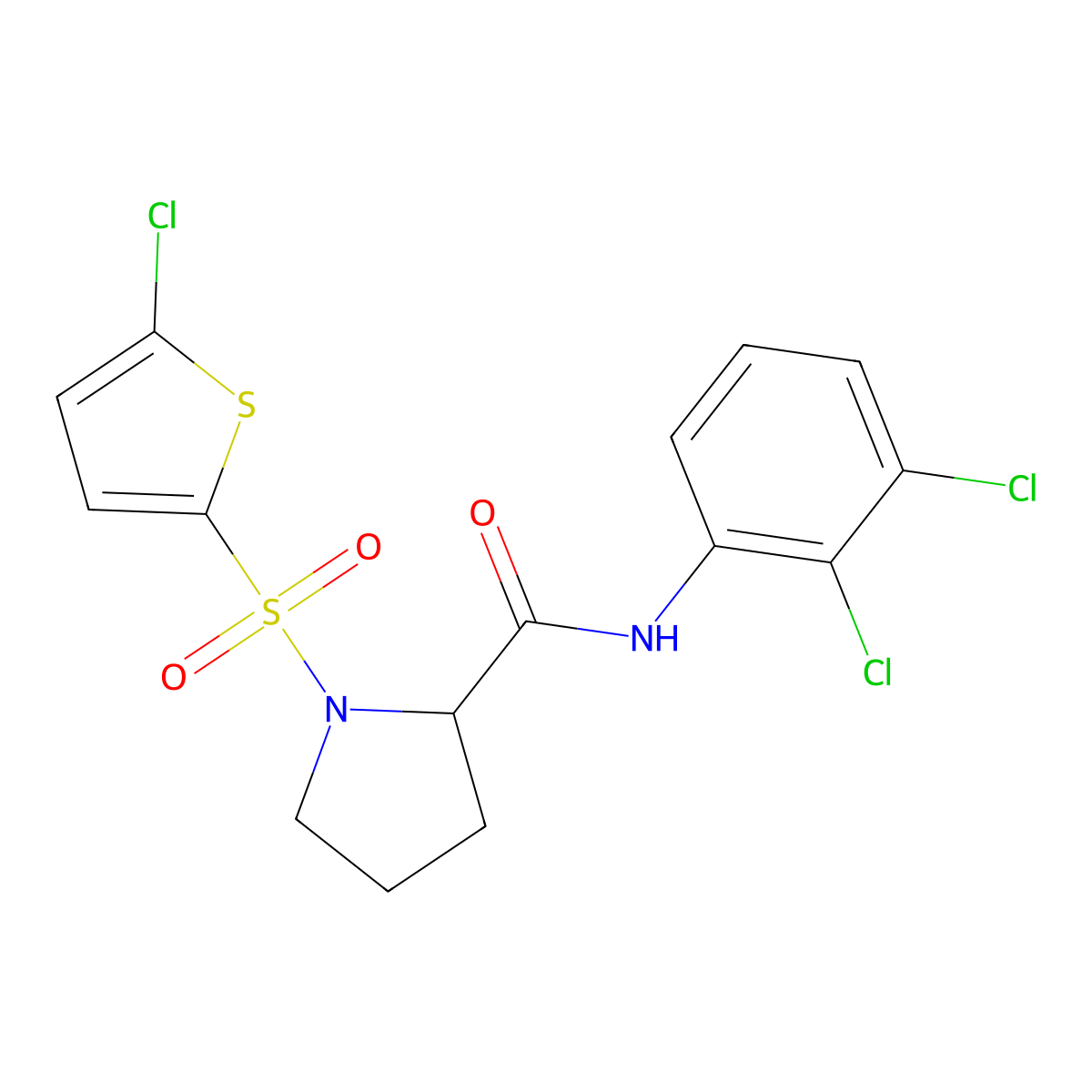 1-((5-chlorothiophen-2-yl)sulfonyl)-N-(2,3-dichlorophenyl)pyrrolidine-2-carboxamide molecular structure, CAS 1101179-10-5