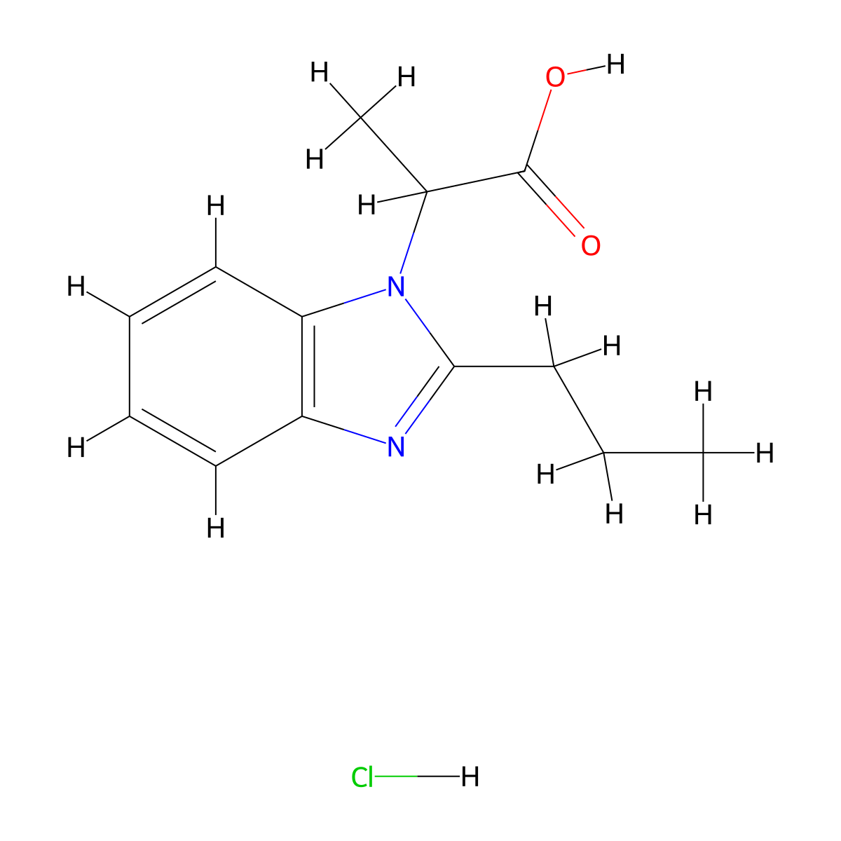 2-(2-propyl-1H-1,3-benzodiazol-1-yl)propanoic acid hydrochloride molecular structure, CAS 1101183-40-7