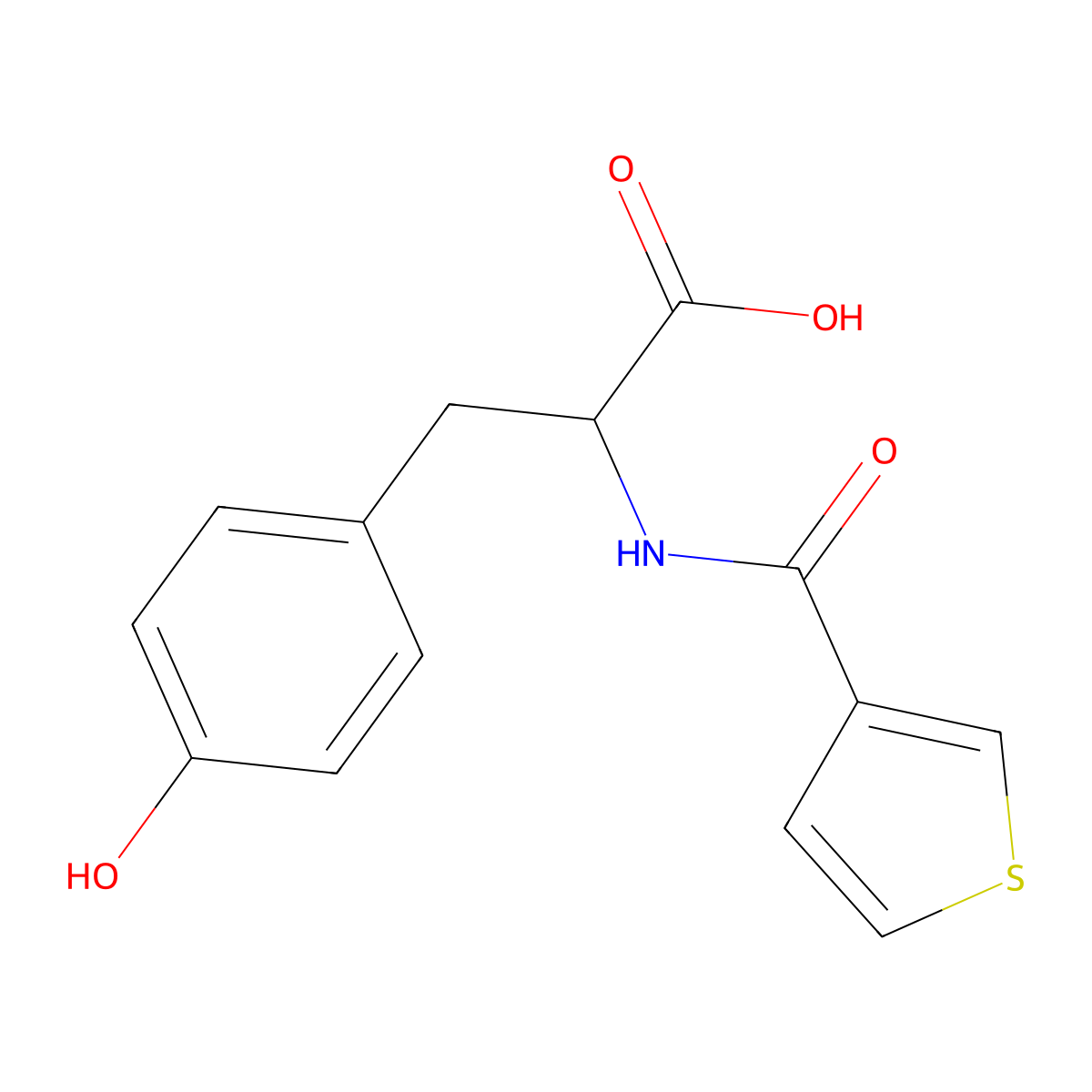 (2S)-3-(4-hydroxyphenyl)-2-[(thiophen-3-yl)formamido]propanoic acid molecular structure, CAS 1101186-17-7