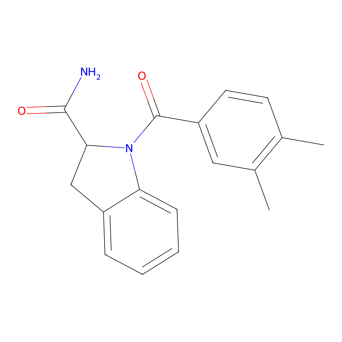 1-(3,4-Dimethylbenzoyl)indoline-2-carboxamide molecular structure, CAS 1101188-67-3