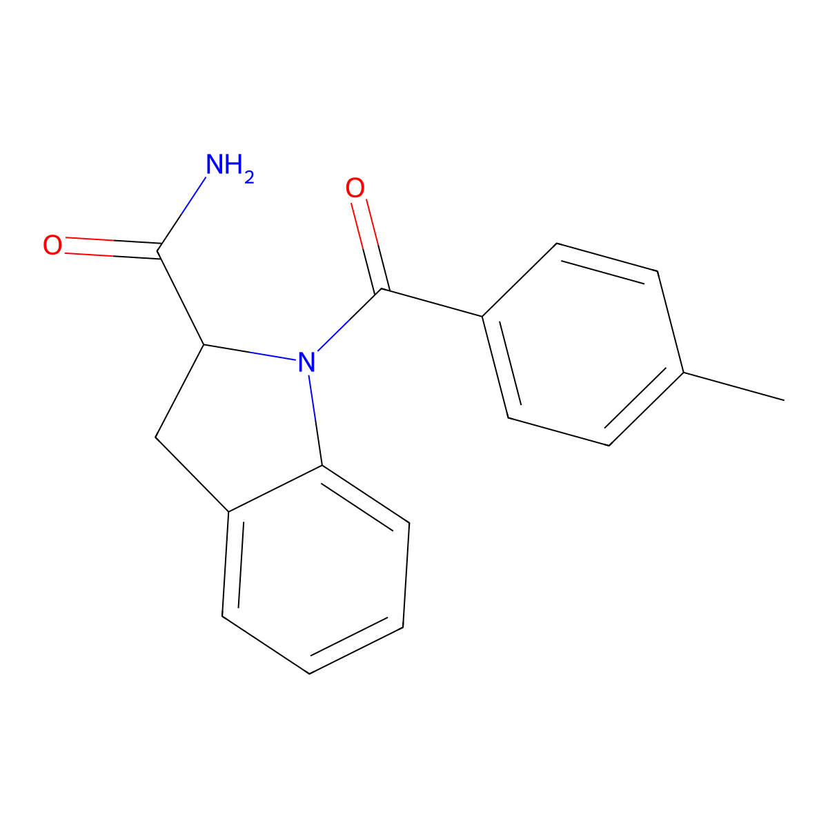 1-(4-Methylbenzoyl)indoline-2-carboxamide molecular structure, CAS 1101188-68-4