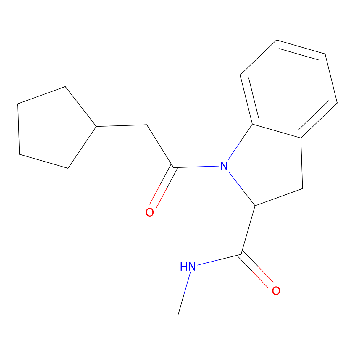 1-(2-cyclopentylacetyl)-N-methylindoline-2-carboxamide molecular structure, CAS 1101191-10-9