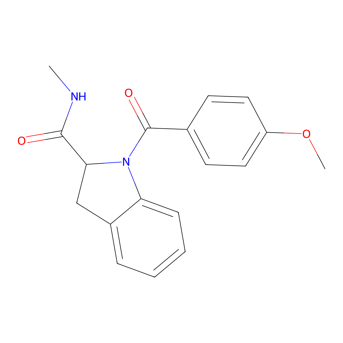 1-(4-methoxybenzoyl)-N-methylindoline-2-carboxamide molecular structure, CAS 1101191-28-9
