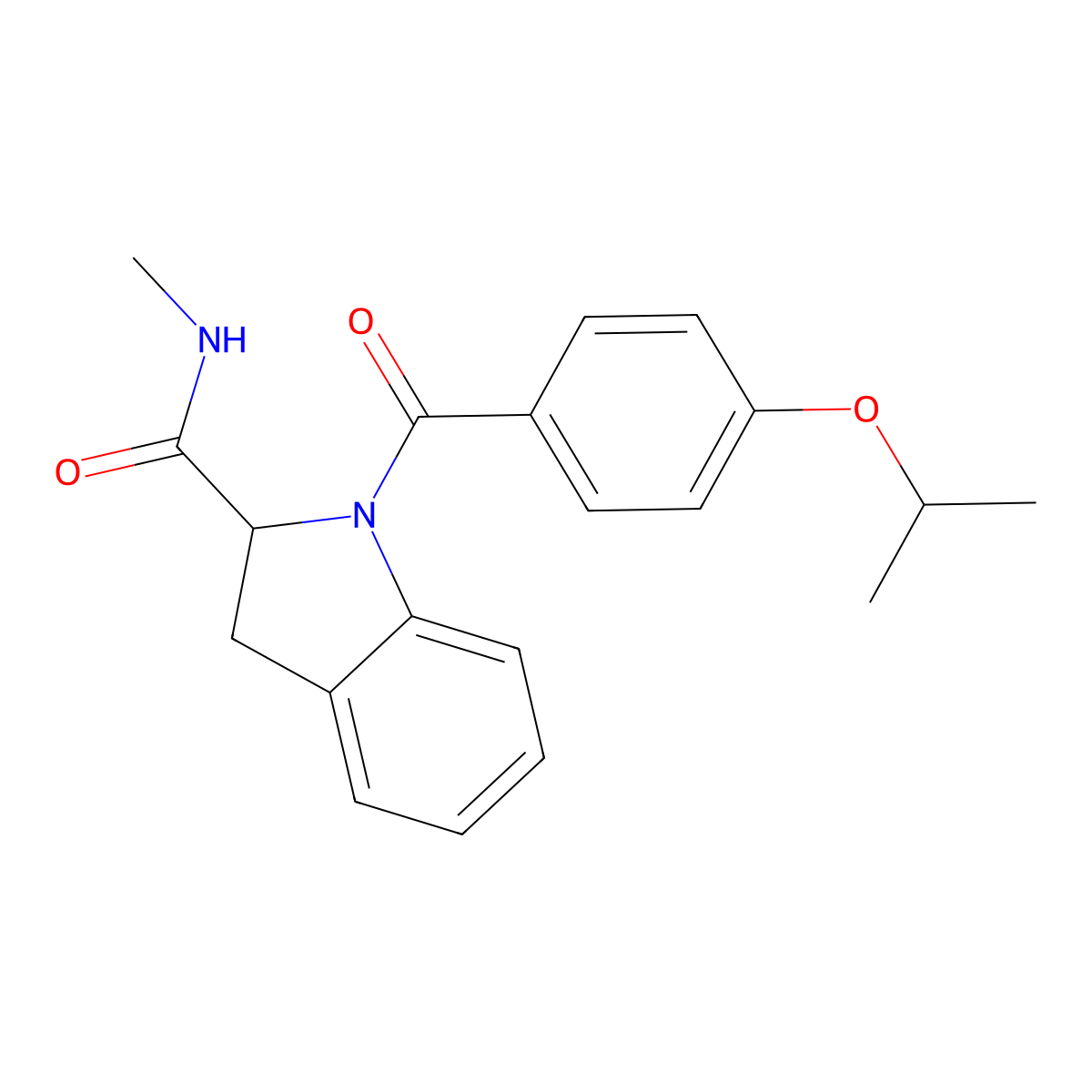 1-(4-isopropoxybenzoyl)-N-methylindoline-2-carboxamide molecular structure, CAS 1101191-31-4