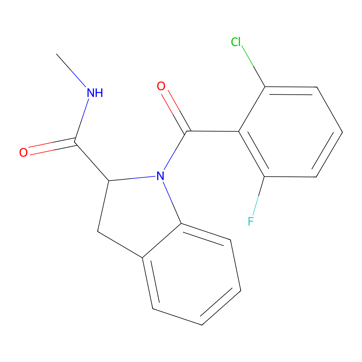 1-(2-chloro-6-fluorobenzoyl)-N-methylindoline-2-carboxamide molecular structure, CAS 1101191-58-5