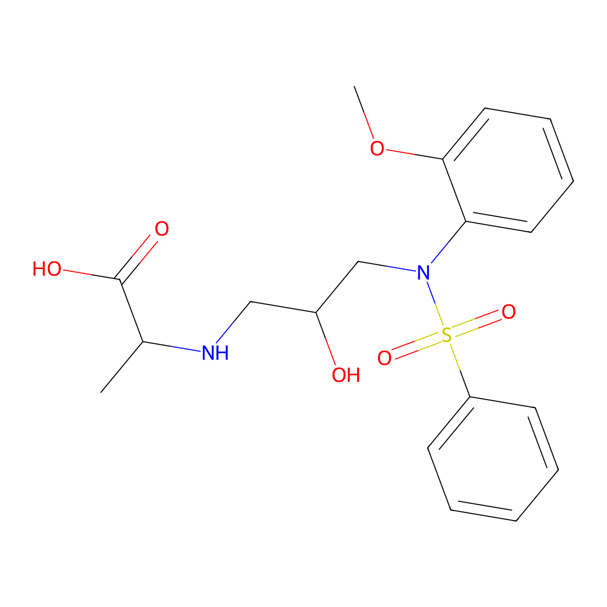 2-({2-hydroxy-3-[N-(2-methoxyphenyl)benzenesulfonamido]propyl}amino)propanoic acid molecular structure, CAS 1101196-12-6
