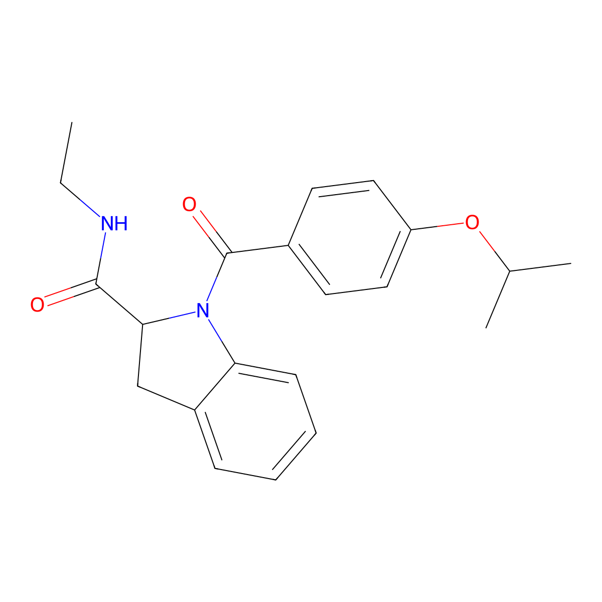 N-ethyl-1-(4-isopropoxybenzoyl)indoline-2-carboxamide molecular structure, CAS 1101204-35-6