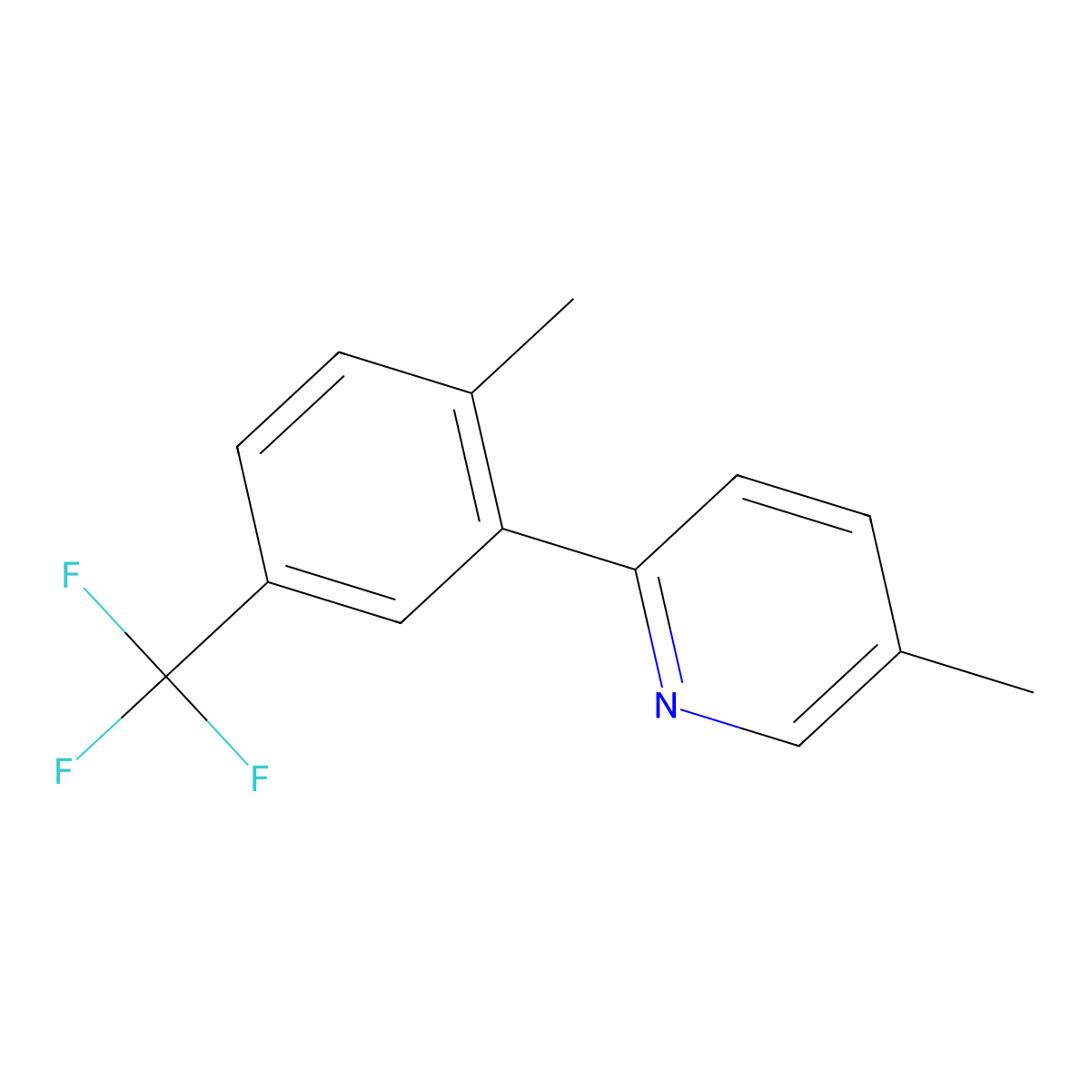 5-Methyl-2-[2-methyl-5-(trifluoromethyl)phenyl]pyridine molecular structure, CAS 1101205-27-9