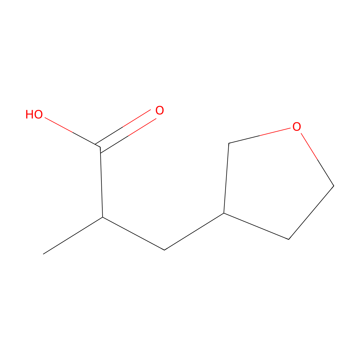 2-Methyl-3-(oxolan-3-yl)propanoic acid molecular structure, CAS 1101213-70-0