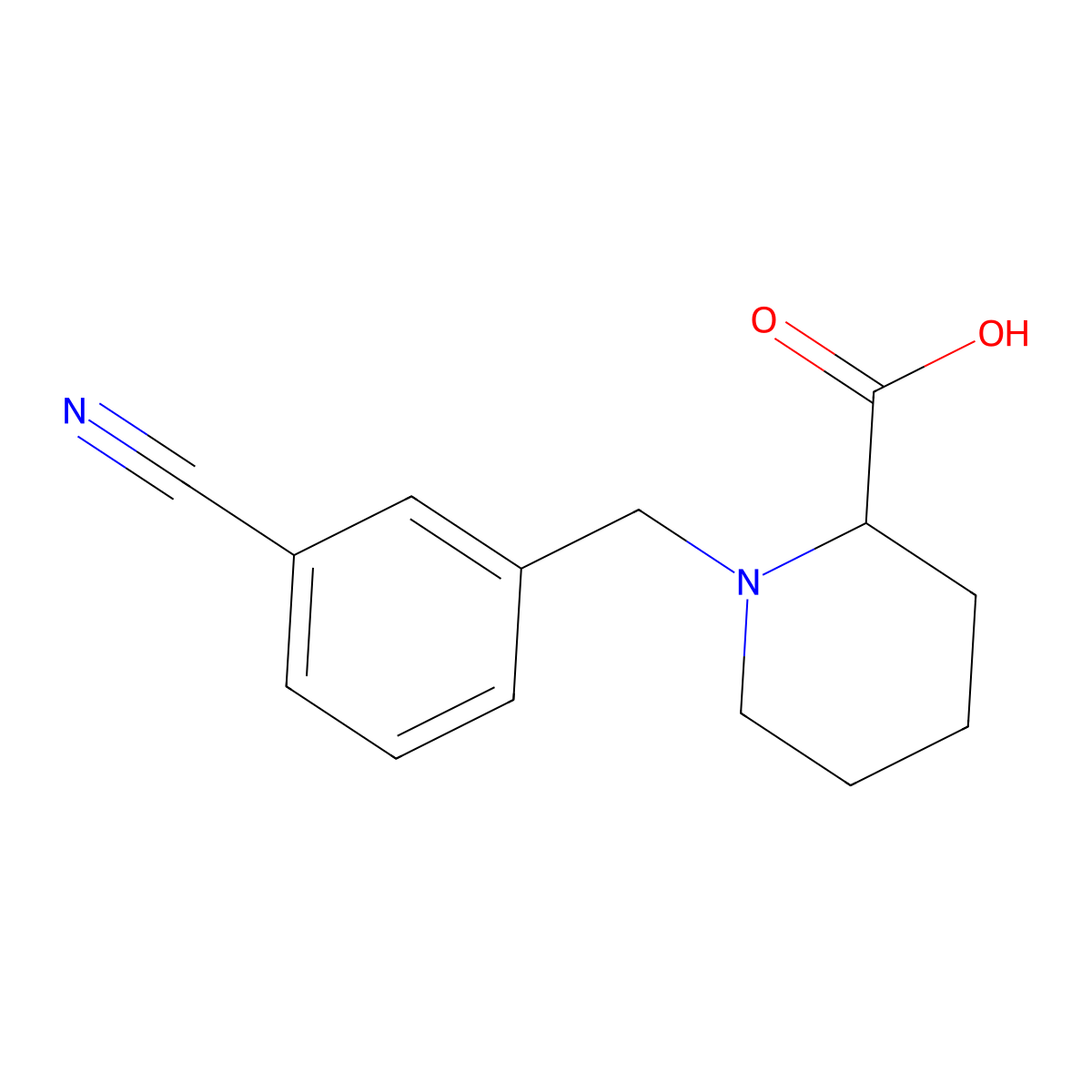 1-[(3-Cyanophenyl)methyl]-2-piperidinecarboxylic acid molecular structure, CAS 1101228-33-4