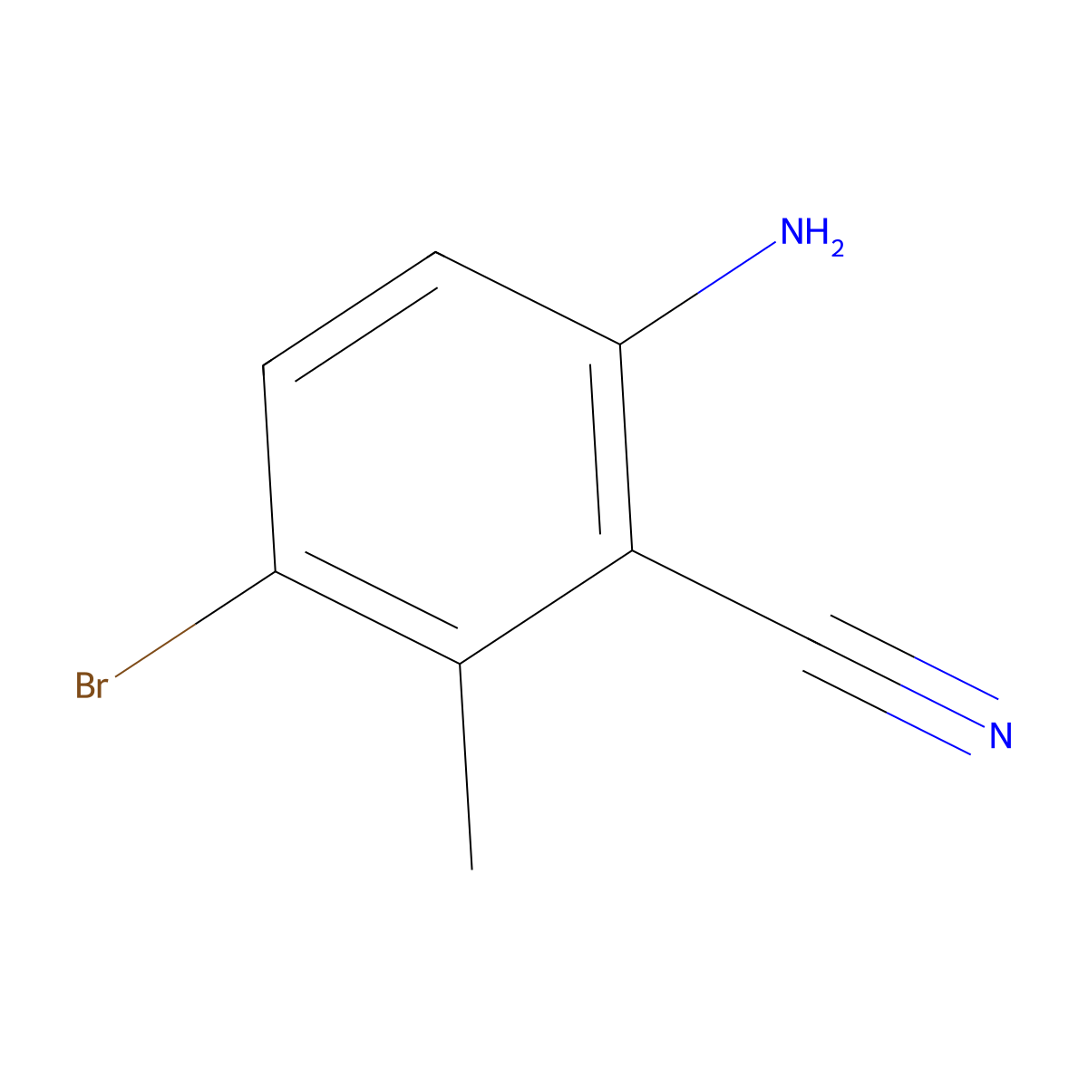 6-Amino-3-bromo-2-methylbenzonitrile molecular structure, CAS 110127-09-8