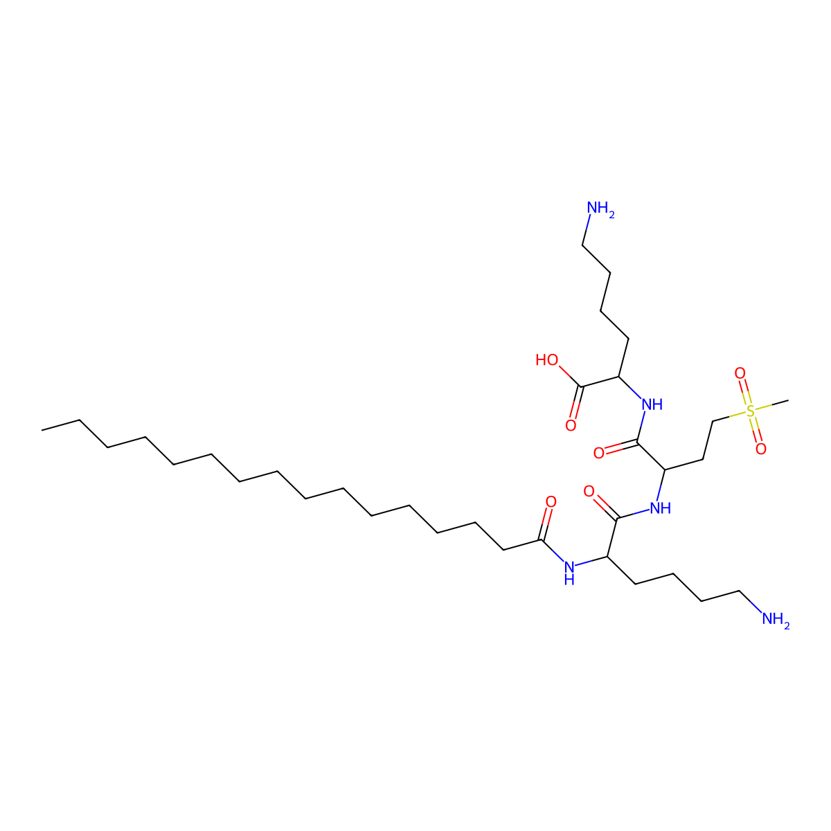 Palmitoyl lysyldioxymethionyllysine molecular structure, CAS 1101448-24-1