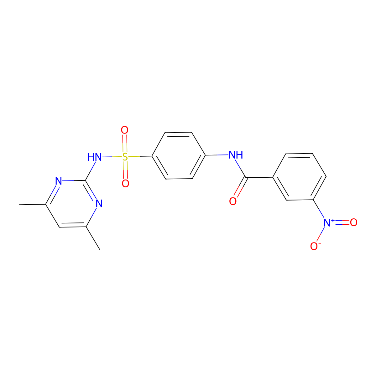 N-(4-{[(4,6-dimethyl-2-pyrimidinyl)amino]sulfonyl}phenyl)-3-nitrobenzamide molecular structure, CAS 110149-75-2