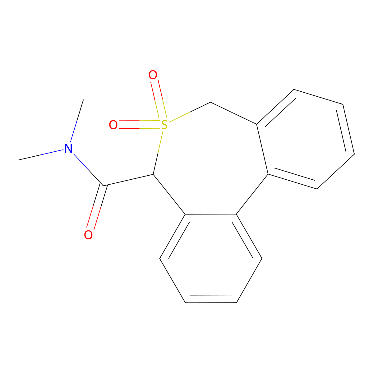 Dibenzo(c,e)thiepin-5-carboxamide, 5,7-dihydro-N,N-dimethyl-, 6,6-dioxide molecular structure, CAS 110160-82-2
