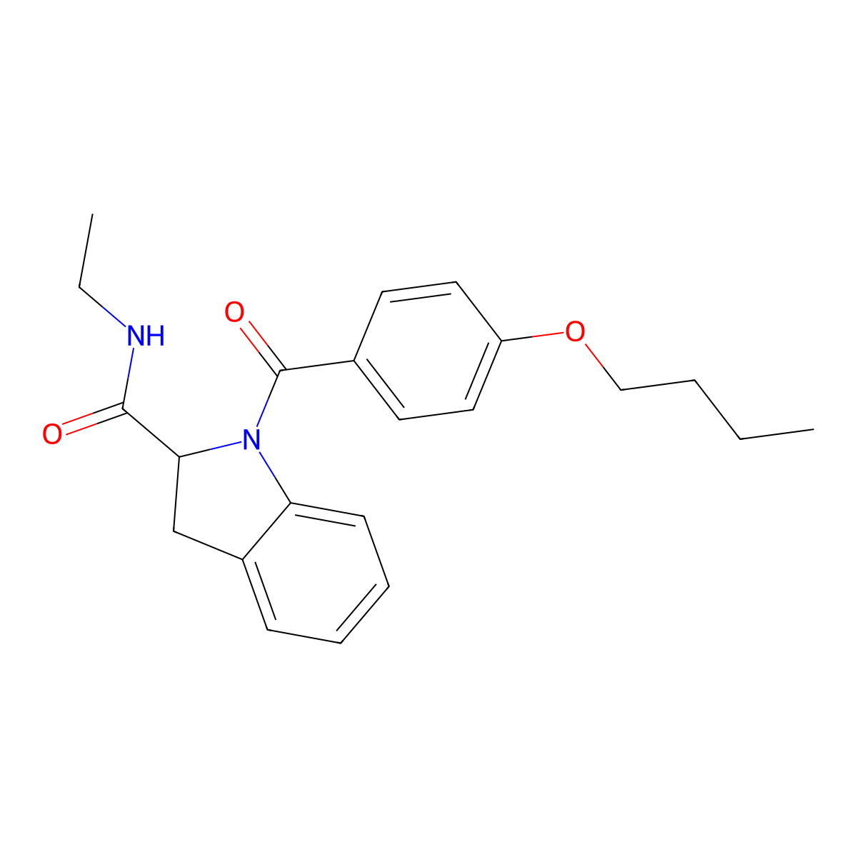 1-(4-butoxybenzoyl)-N-ethylindoline-2-carboxamide molecular structure, CAS 1101640-05-4