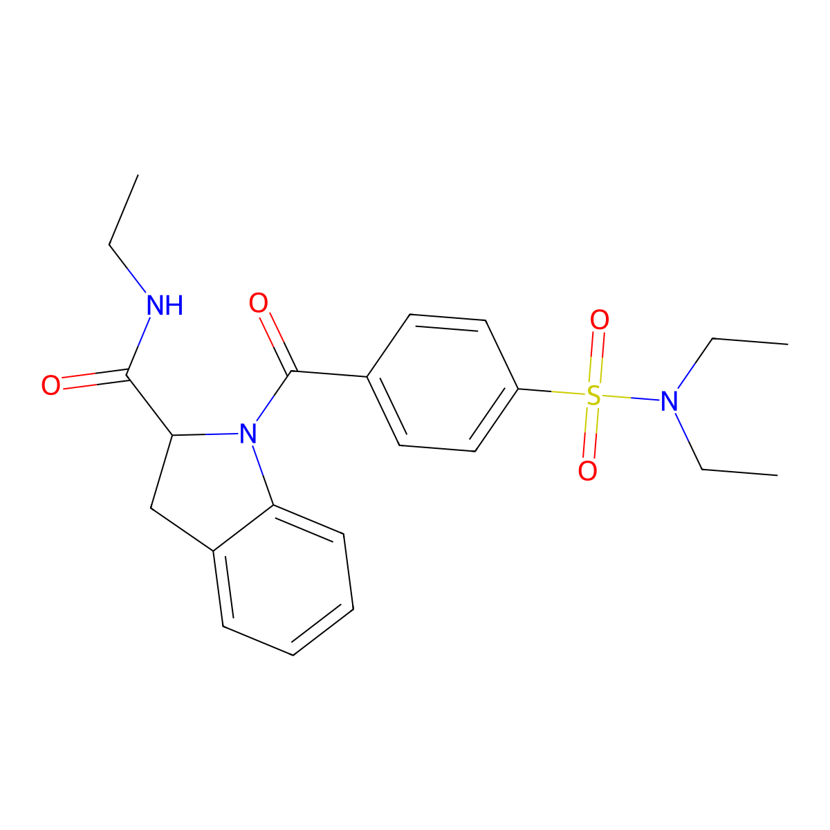 1-(4-(N,N-diethylsulfamoyl)benzoyl)-N-ethylindoline-2-carboxamide molecular structure, CAS 1101640-19-0